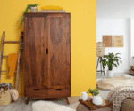 Fidora Solid Wood 2 Door Wardrobe in Teak Finish