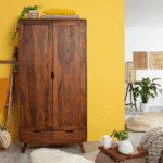 Fidora Solid Wood 2 Door Wardrobe in Teak Finish