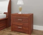 Swift Solid Sheesham Wood Bedside Table With Two Drawer Storage