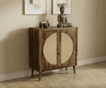 Amber Rattan 2 Door Wooden Sideboard Cabinet