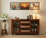 Melange Sideboard Cabinet with 3 Drawers & Glass Doors - Image 2