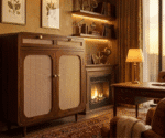 Sheesham Wood Cane Door Storage Cabinet - Image 2