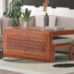 Modern Wooden Coffee Table with Decorative Panel