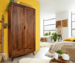 Fidora Solid Wood 2 Door Wardrobe in Teak Finish - Image 2