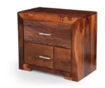 Swift Solid Sheesham Wood Bedside Table With Two Drawer Storage - Image 2