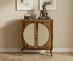 Amber Rattan 2 Door Wooden Sideboard Cabinet - Image 6