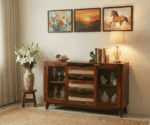 Melange Sideboard Cabinet with 3 Drawers & Glass Doors