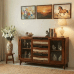 Melange Sideboard Cabinet with 3 Drawers & Glass Doors
