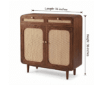 Sheesham Wood Cane Door Storage Cabinet - Image 3