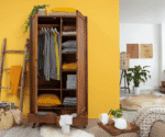 Fidora Solid Wood 2 Door Wardrobe in Teak Finish - Image 3