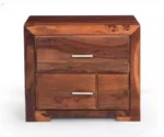 Swift Solid Sheesham Wood Bedside Table With Two Drawer Storage - Image 3