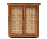 Amber Chest Cabinet with Cane Doors & Drawers In Honey Finish - Image 2