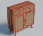 Amber Chest Cabinet with Cane Doors & Drawers In Honey Finish - Image 3