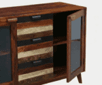 Melange Sideboard Cabinet with 3 Drawers & Glass Doors - Image 3