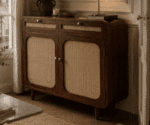 Sheesham Wood Cane Door Storage Cabinet