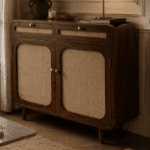 Sheesham Wood Cane Door Storage Cabinet