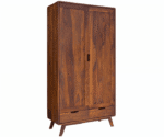 Fidora Solid Wood 2 Door Wardrobe in Teak Finish - Image 4