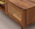 Solid Wood Cane Door Coffee Table with Open Shelf - Image 6