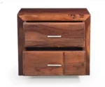 Swift Solid Sheesham Wood Bedside Table With Two Drawer Storage - Image 4