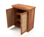 Amber Chest Cabinet with Cane Doors & Drawers In Honey Finish - Image 3