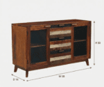 Melange Sideboard Cabinet with 3 Drawers & Glass Doors - Image 4