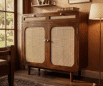 Sheesham Wood Cane Door Storage Cabinet - Image 4
