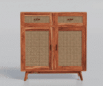 Amber Chest Cabinet with Cane Doors & Drawers In Honey Finish - Image 5