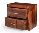 Swift Solid Sheesham Wood Bedside Table With Two Drawer Storage - Image 6