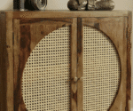 Amber Rattan 2 Door Wooden Sideboard Cabinet - Image 4