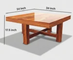 Solid Sheesham Wood Coffee Table with 4 Cushioned Stools - Image 7