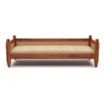 Solid Sheesham Wood Diwan Sofa with Cane Rattan Backrest & Cushioned Seat - Image 2