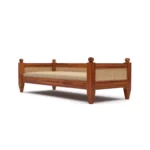 Solid Sheesham Wood Diwan Sofa with Cane Rattan Backrest & Cushioned Seat - Image 4