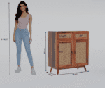Amber Chest Cabinet with Cane Doors & Drawers In Honey Finish - Image 7