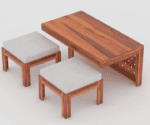 Modern Wooden Coffee Table with Decorative Panel - Image 7