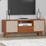 Alan Solid Wood Acacia Cane TV Cabinet