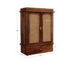 Amogh Sheesham Wood Home Temple with Cane Doors & Drawer Storage - Image 4