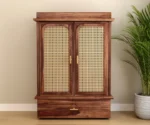 Amogh Sheesham Wood Home Temple with Cane Doors & Drawer Storage - Image 3