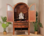 Anant Sheesham Wood Home Temple with Cane & Fluted Glass Doors and Spacious Drawers - Image 2