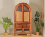 Anant Sheesham Wood Home Temple with Cane & Fluted Glass Doors and Spacious Drawers - Image 4