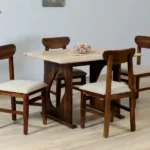 Anglet Sheesham Wood 4 Seater Dining Set In Scratch Resistant Provincial Teak
