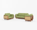 Arica 3+2+1 Cane Wooden Sofa Set - Image 4