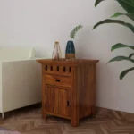 Oslo Solid Sheesham Wood Bedside With Drawer and Door Storage