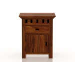 Oslo Solid Sheesham Wood Bedside With Drawer and Door Storage - Image 5