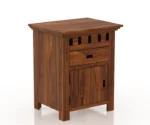 Oslo Solid Sheesham Wood Bedside With Drawer and Door Storage - Image 2