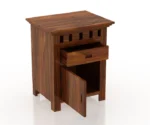 Oslo Solid Sheesham Wood Bedside With Drawer and Door Storage - Image 3