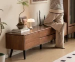 Black walnut solid wood TV cabinet modern simple - Image 5