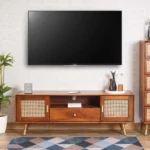 Boston Solid Wood Rattan Cane Tv Cabinet