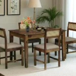 Marin Sheesham Wood 4 Seater Dining Set in Scratch Resistant Provincial Teak Finish