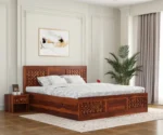 Bronzon Sheesham Wood Bed with Full Drawer Storage