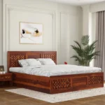 Bronzon Sheesham Wood Bed with Full Drawer Storage